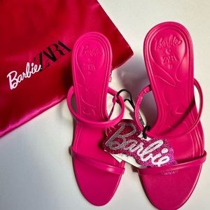 BARBIE X ZARA HEELED LEATHER SANDALS